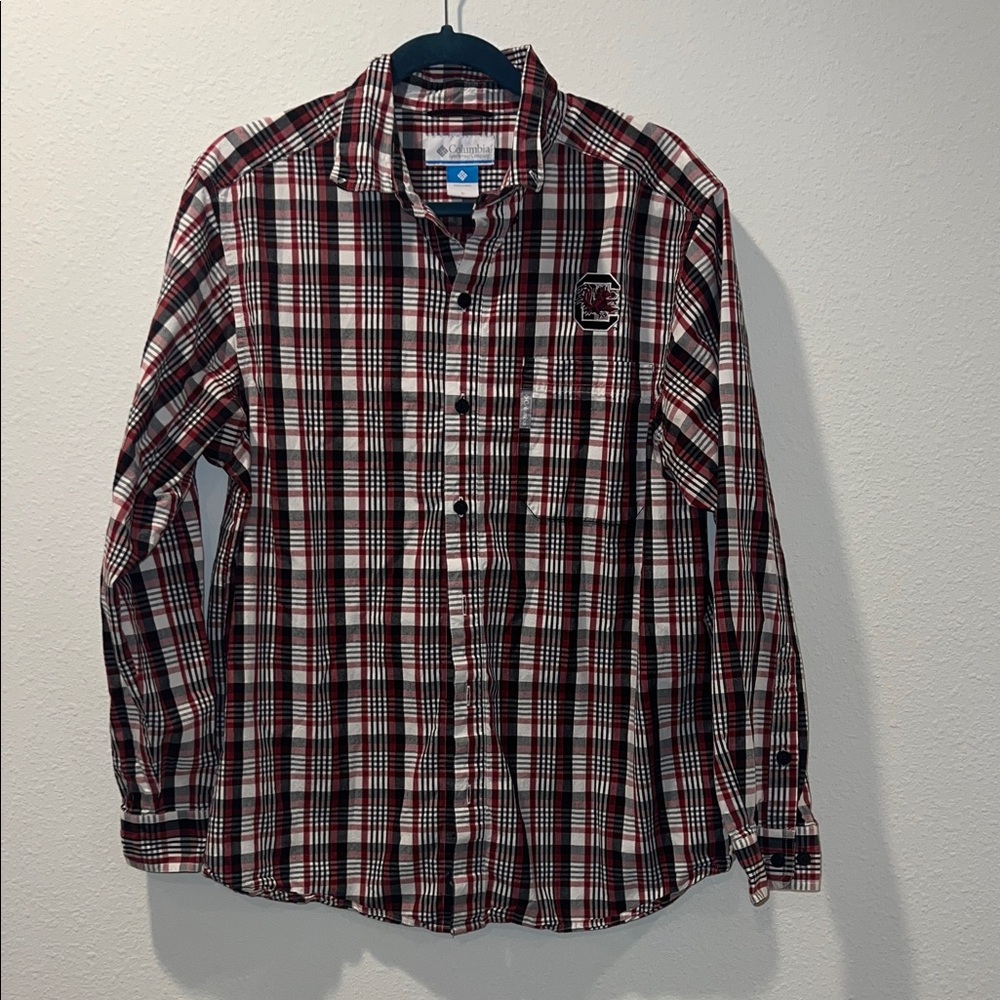 Gamecock Columbia Men's Red and Black Checkered Shirt